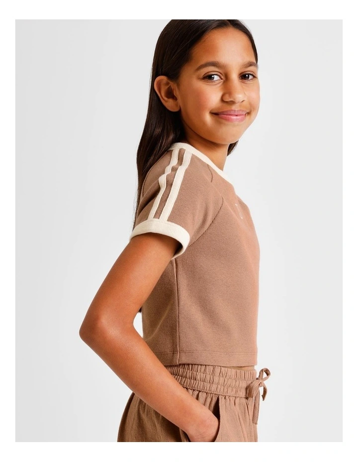 Essentials Rib Baby Tee in Brown image 3