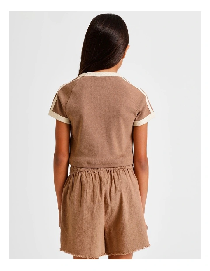 Essentials Rib Baby Tee in Brown image 4