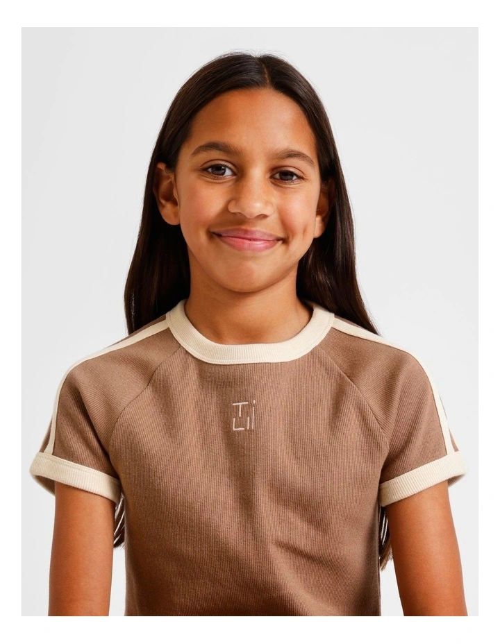 Essentials Rib Baby Tee in Brown image 5