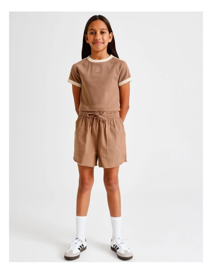 Essentials Rib Baby Tee in Brown image 6