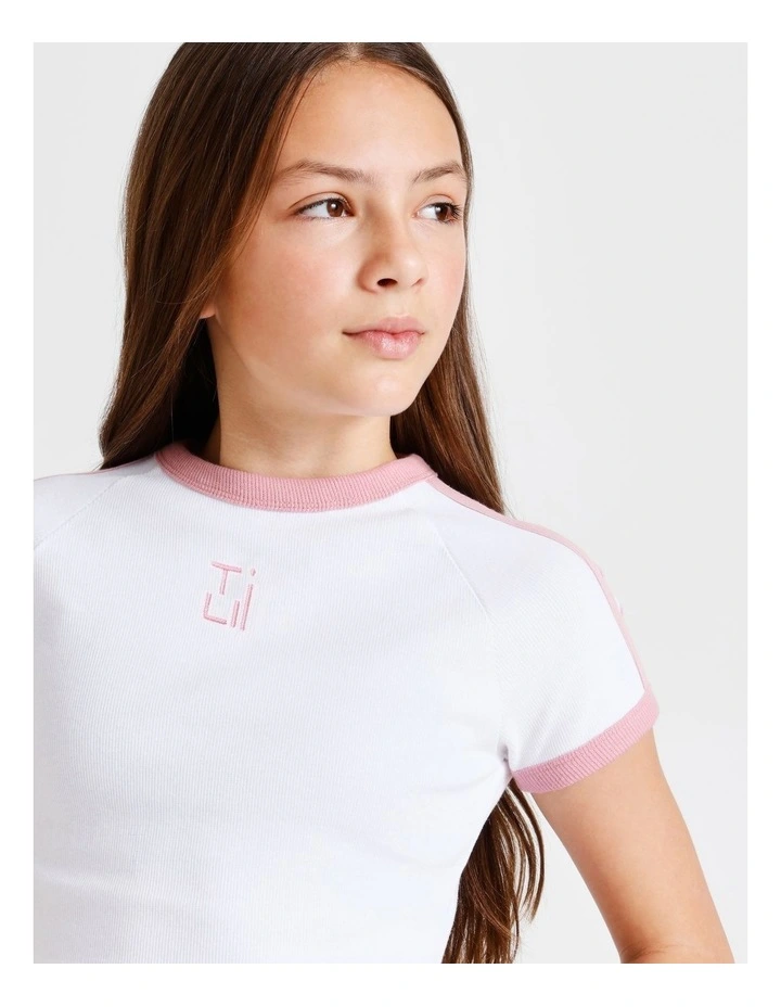 Essentials Rib Baby Tee in White image 3