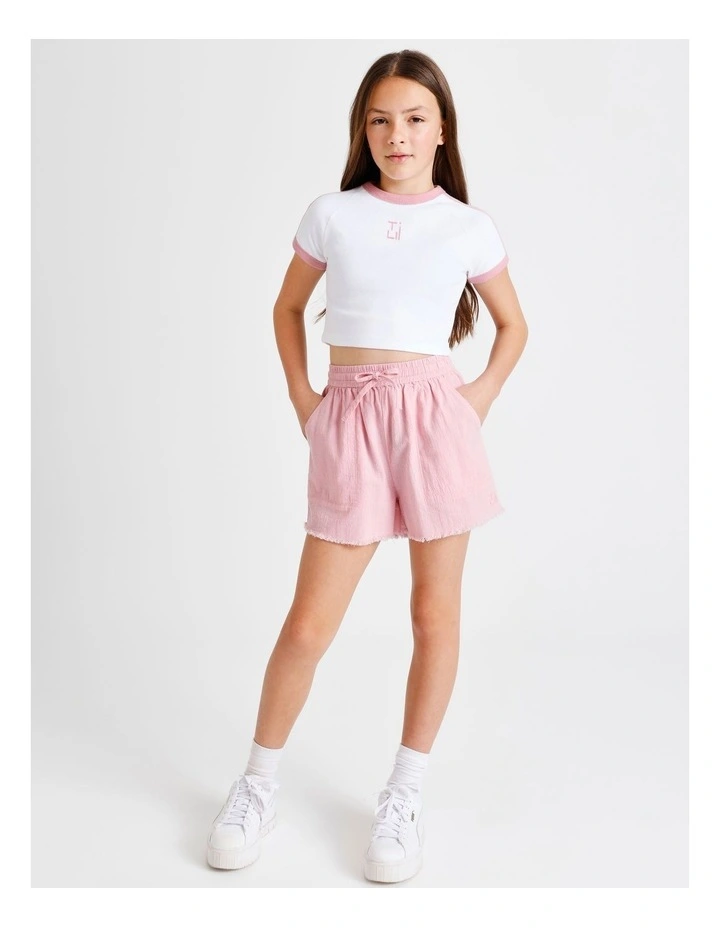 Essentials Rib Baby Tee in White image 4