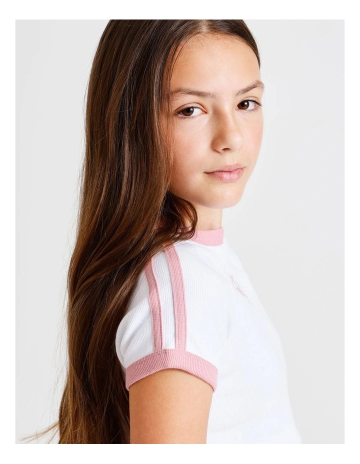 Essentials Rib Baby Tee in White image 5