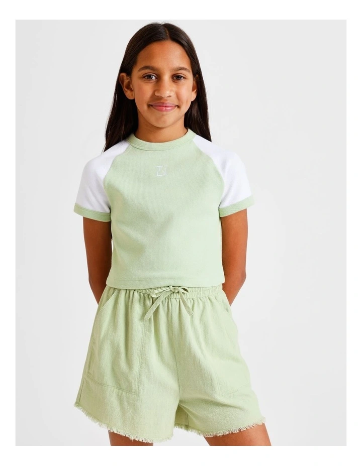 Essentials Rib Baby Tee in Sage image 2