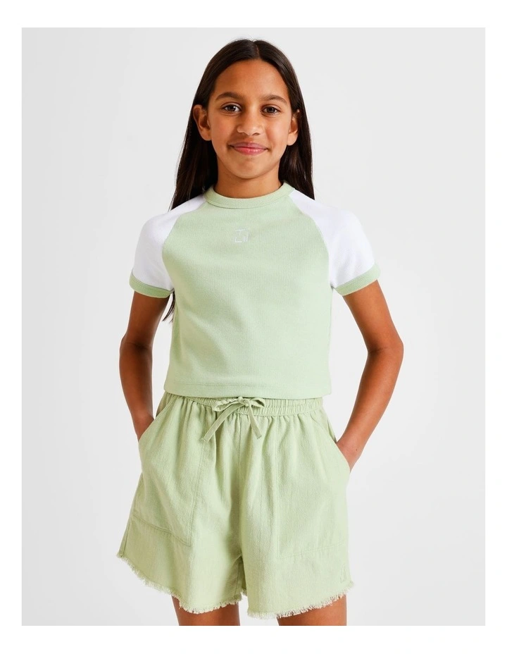 Essentials Rib Baby Tee in Sage image 4