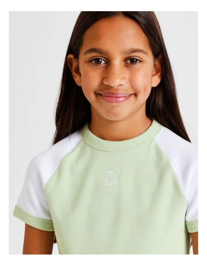 Essentials Rib Baby Tee in Sage image 5