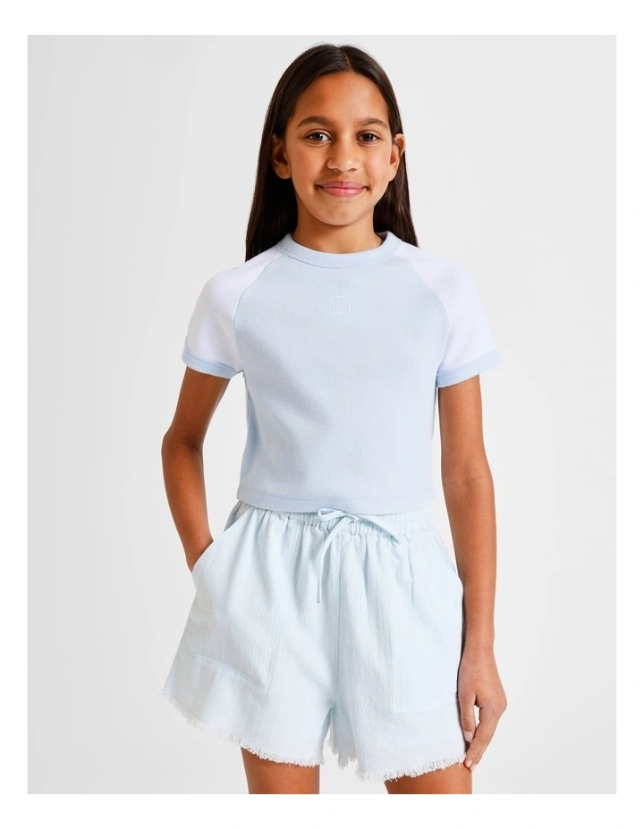 Essentials Rib Baby Tee in Light Blue image 1