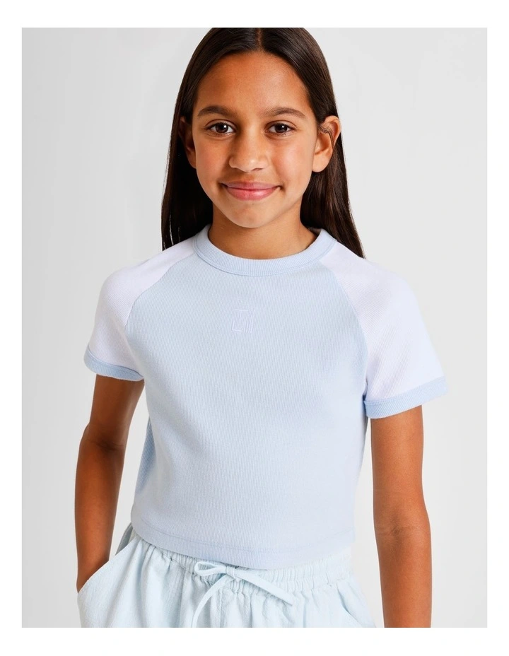 Essentials Rib Baby Tee in Light Blue image 4