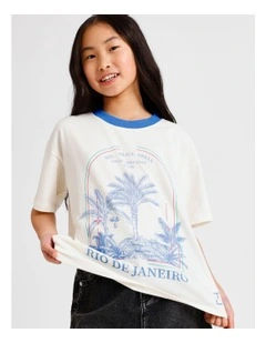 Short Sleeve Slouch Dad Tee in Ecru