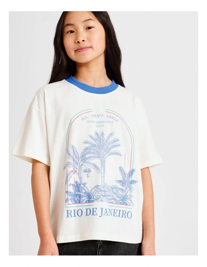 Short Sleeve Slouch Dad Tee in Ecru image 3