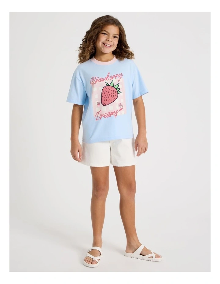 The Edit Oversized Tee in Strawberry Shortcake/ Light Blue image 3