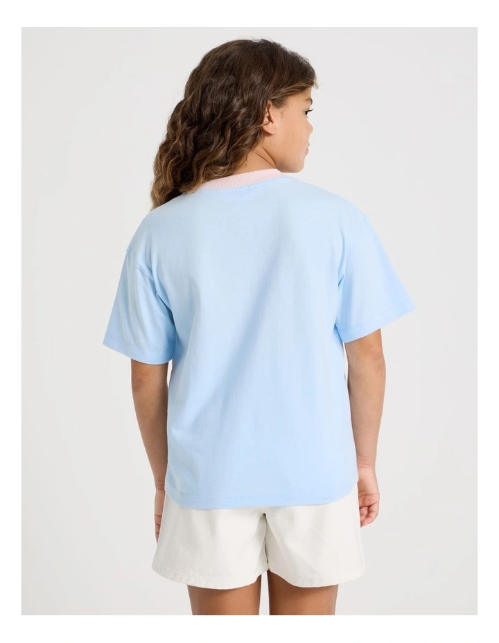 The Edit Oversized Tee in Strawberry Shortcake/ Light Blue image 5
