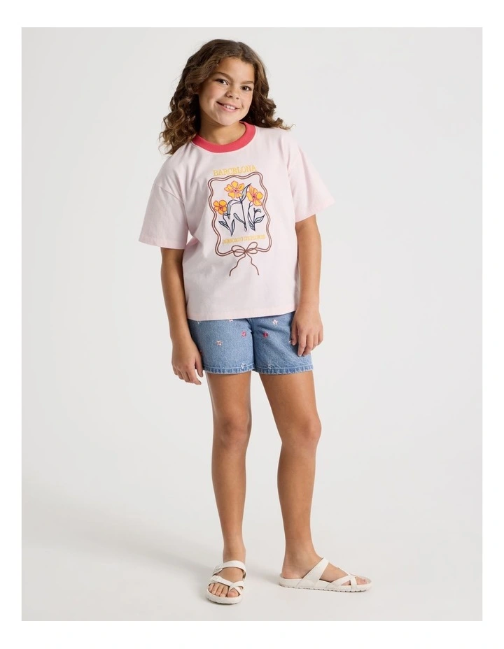 The Edit Oversized Tee in Barcelona Flowers/ Light Pink image 1
