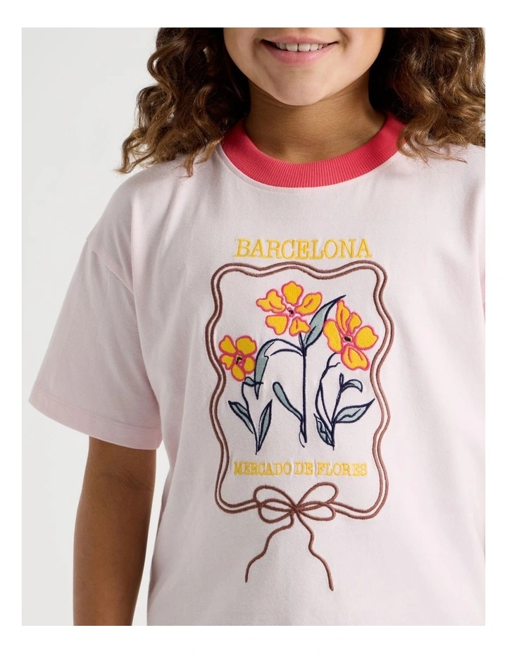 The Edit Oversized Tee in Barcelona Flowers/ Light Pink image 3