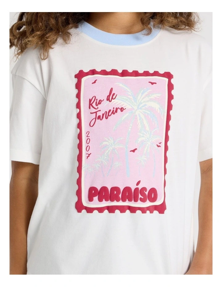 The Edit Oversized Tee in Paraiso Palms/White image 3