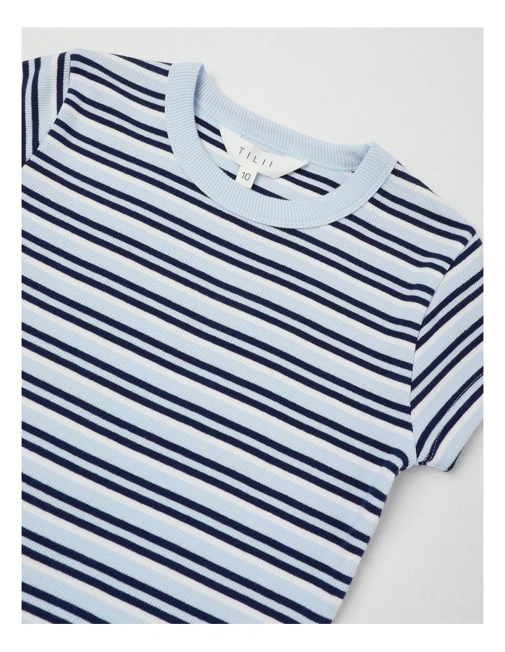 The Edit Rib Tee with Yardage Stripe in Light Blue image 2
