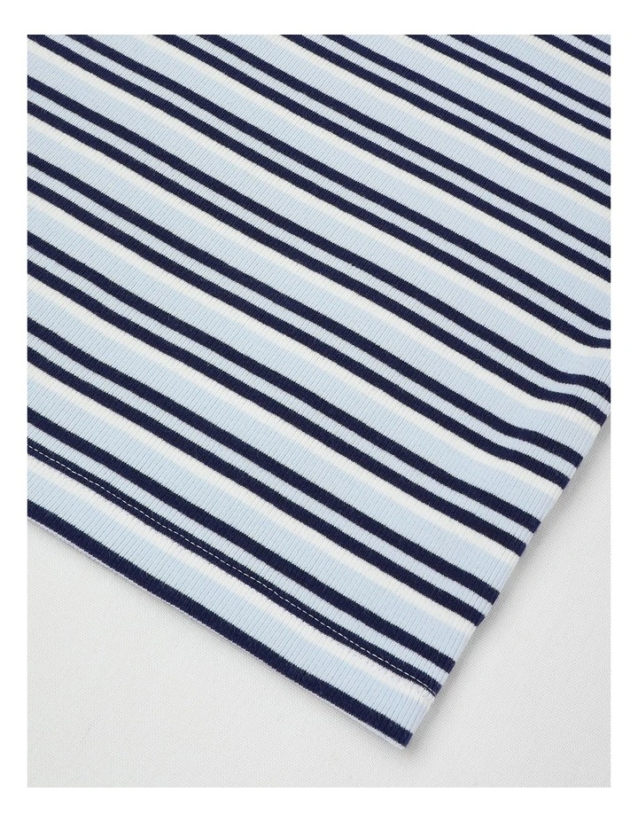 The Edit Rib Tee with Yardage Stripe in Light Blue image 4