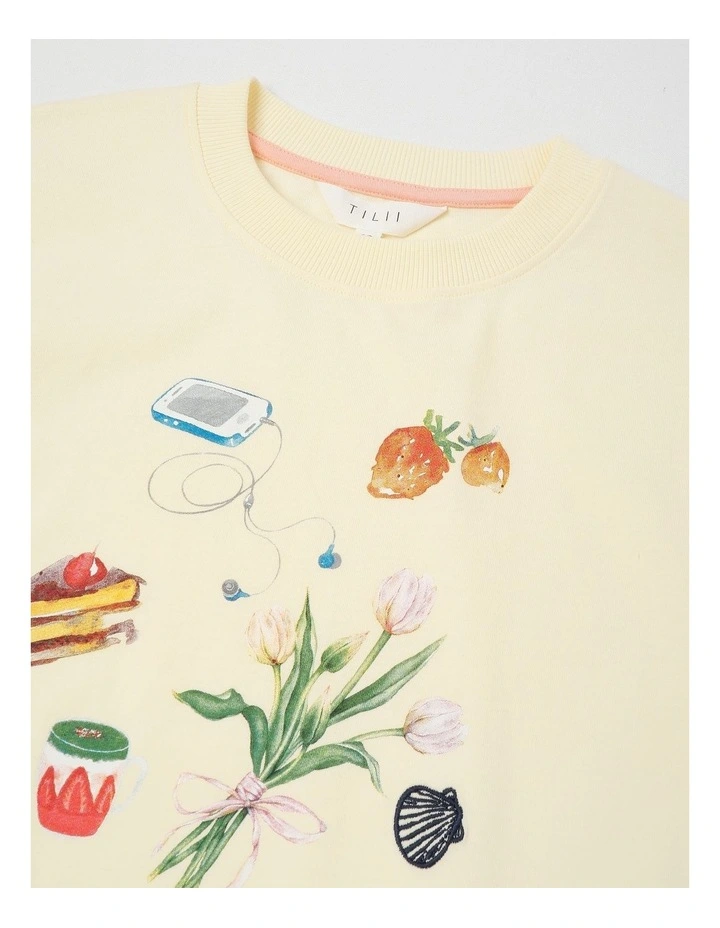 Oversized Tee with Favourite Things in Yellow image 2
