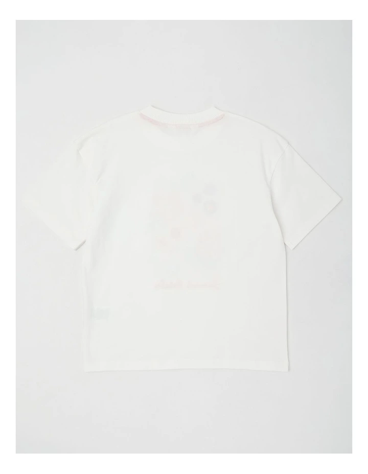 Oversized Tee with Summer Garden Print in White image 3