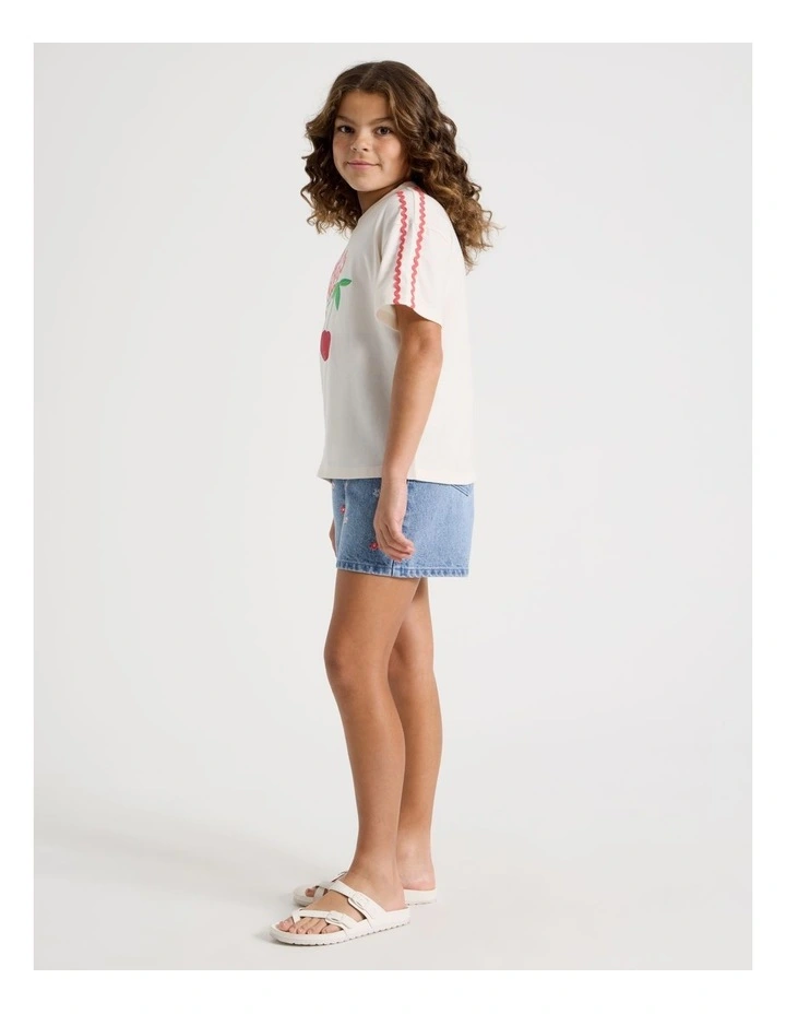 Oversized Tee with Mon Cheri Embroidery in Cream image 4