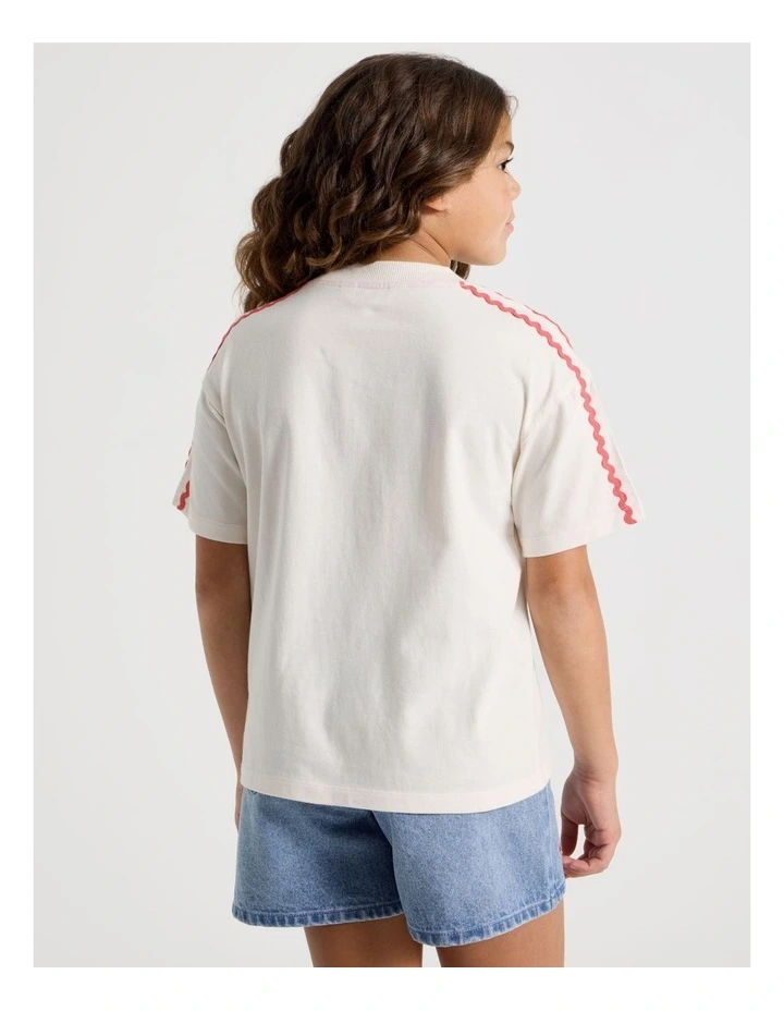 Oversized Tee with Mon Cheri Embroidery in Cream image 6