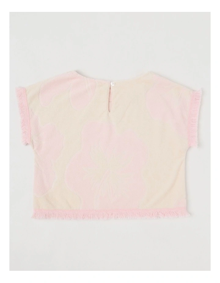 Terry Towelling Top with Floral Jacquard in Cream image 3