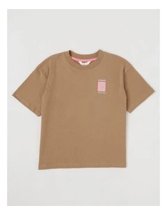 The Edit Oversized Tee with Back Ocean Print in Brown