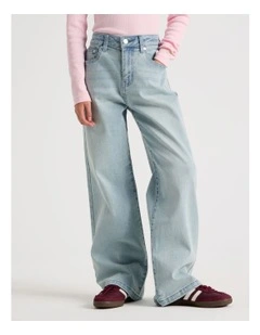 The Edit' Mid Rise Baggy Jean in Light Denim