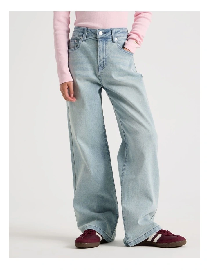 The Edit' Mid Rise Baggy Jean in Light Denim image 1