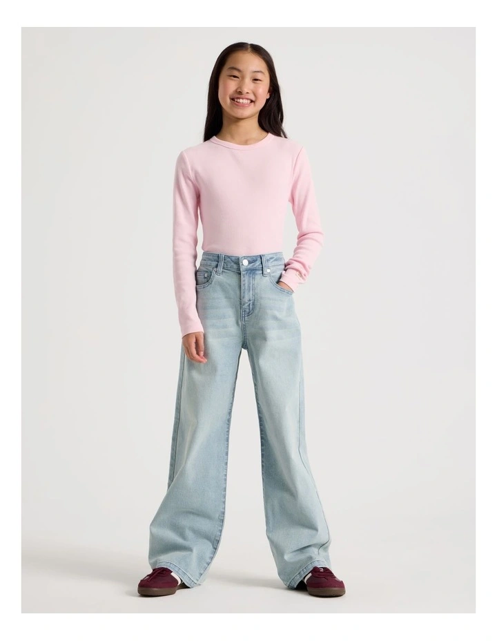 The Edit' Mid Rise Baggy Jean in Light Denim image 2