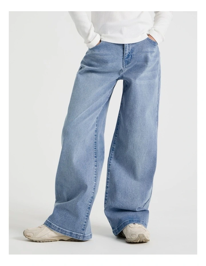 The Edit Mid Rise Baggy Jean in Mid Denim image 1