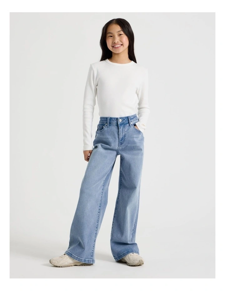 The Edit Mid Rise Baggy Jean in Mid Denim image 2