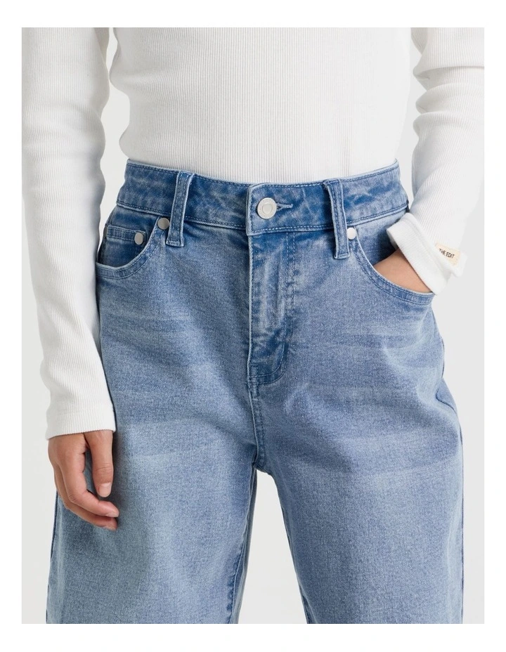 The Edit Mid Rise Baggy Jean in Mid Denim image 4
