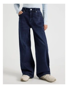 The Edit Mid Rise Baggy Jean in Indigo Denim