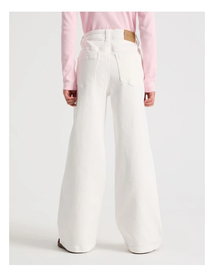 The Edit Mid Rise Baggy Jean in White Denim image 5