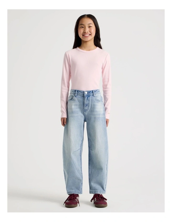 Mid Rise Barrel Jean in Mid Denim image 1