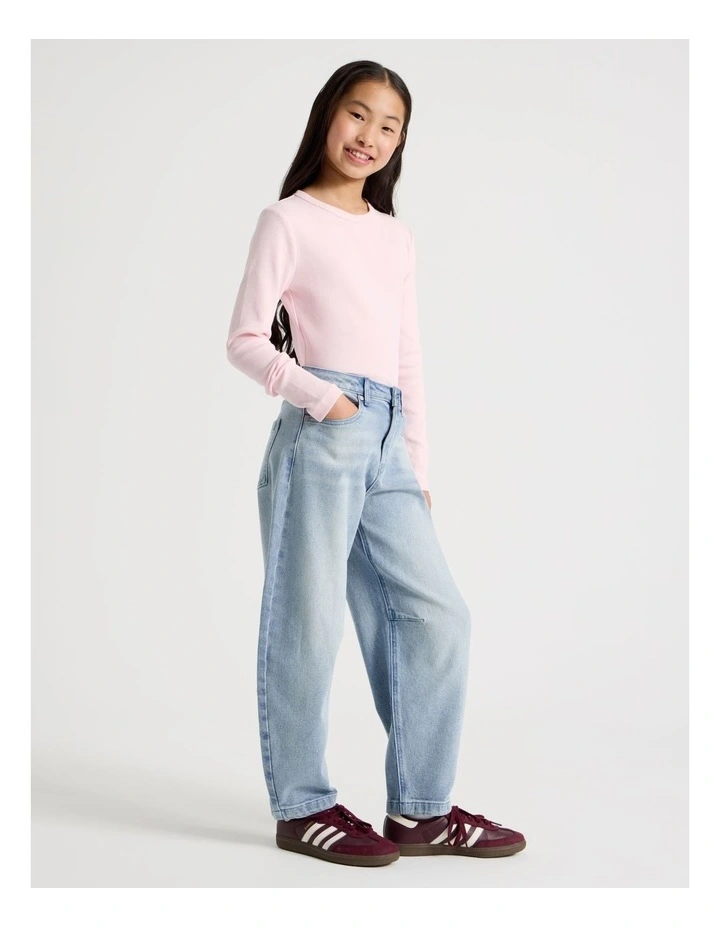 Mid Rise Barrel Jean in Mid Denim image 3