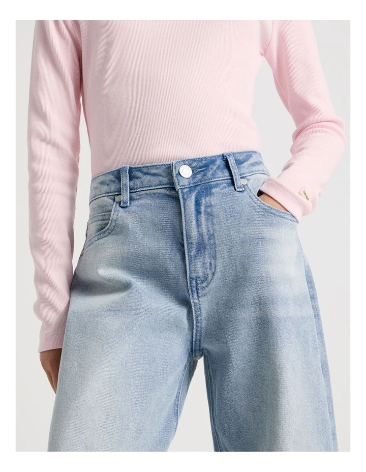 Mid Rise Barrel Jean in Mid Denim image 4