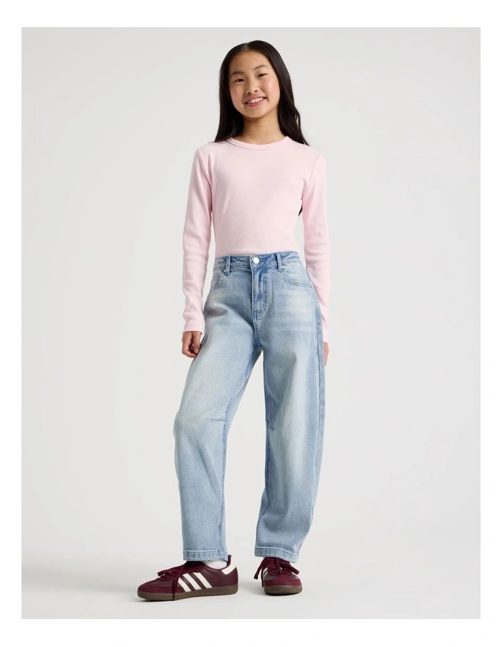 Mid Rise Barrel Jean in Mid Denim image 5