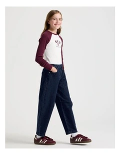 Mid Rise Barrel Jean in Indigo Denim