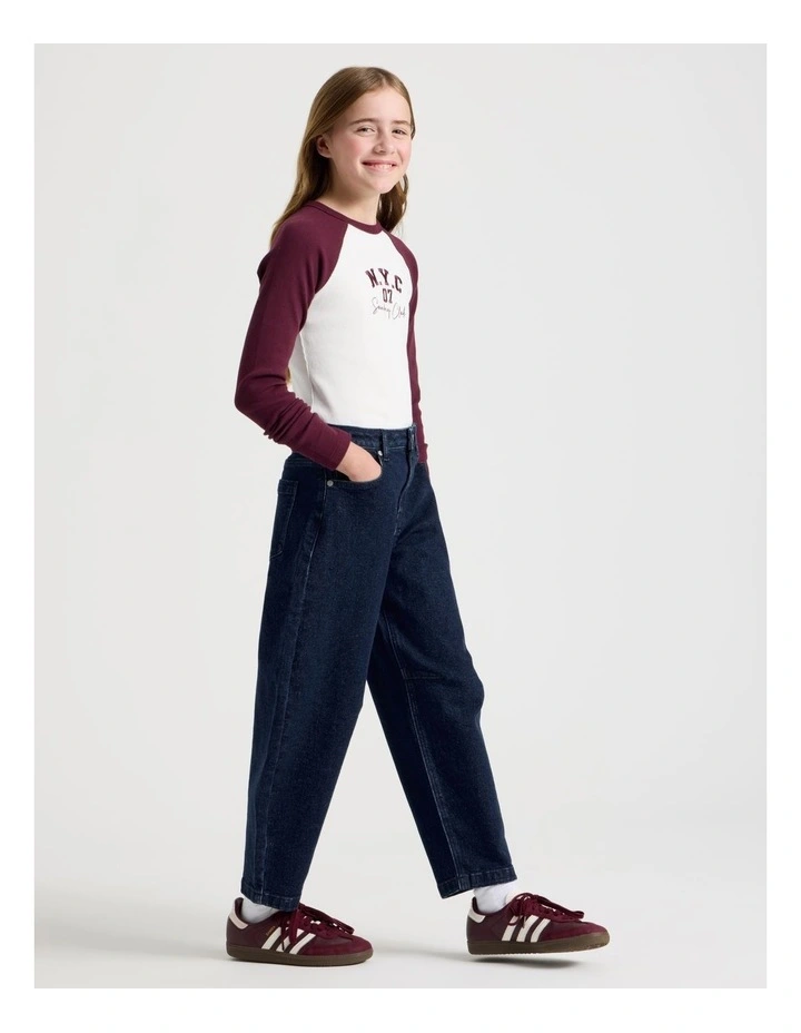 Mid Rise Barrel Jean in Indigo Denim image 1