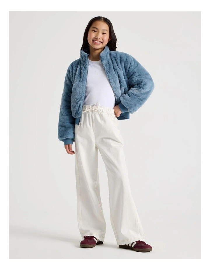 Light Weight High Rise Wide Leg Jean in Ecru image 1