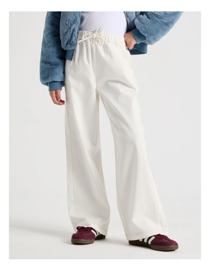 Light Weight High Rise Wide Leg Jean in Ecru image 2