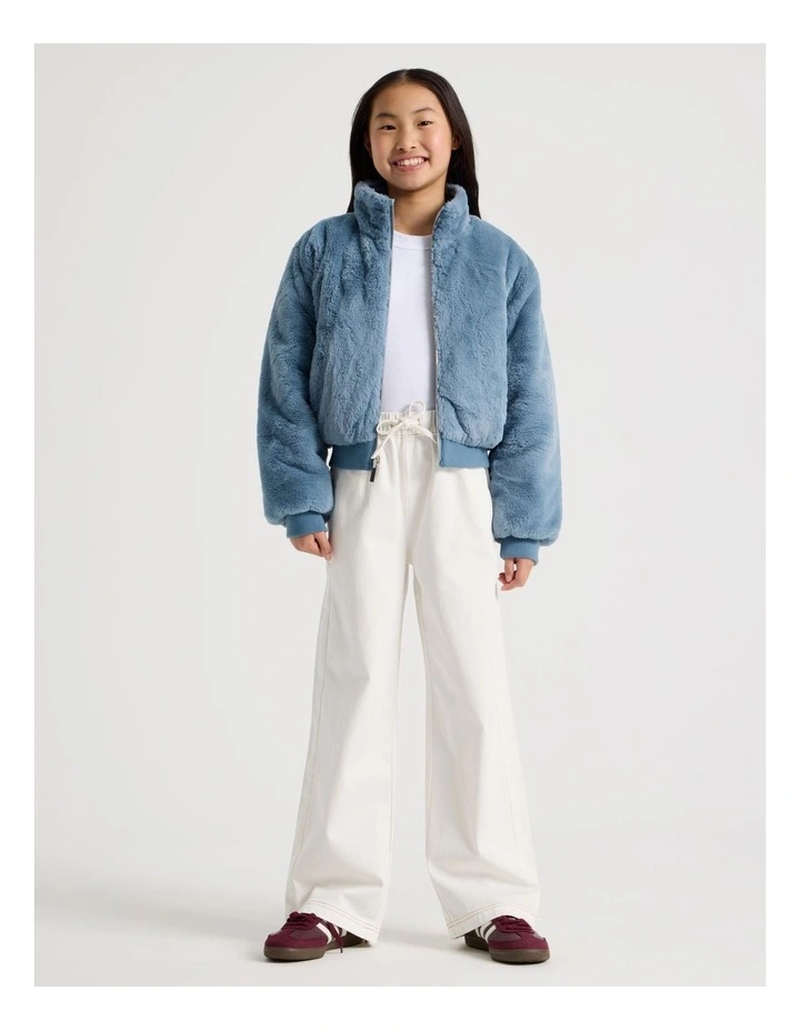 Light Weight High Rise Wide Leg Jean in Ecru image 3