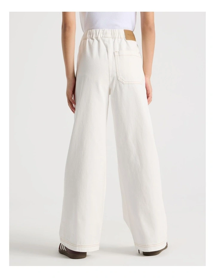 Light Weight High Rise Wide Leg Jean in Ecru image 5