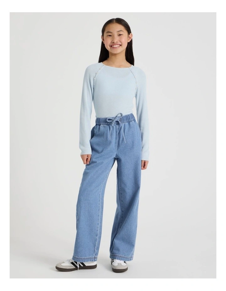 Light Weight High Rise Wide Leg Jean in Mid Denim image 2