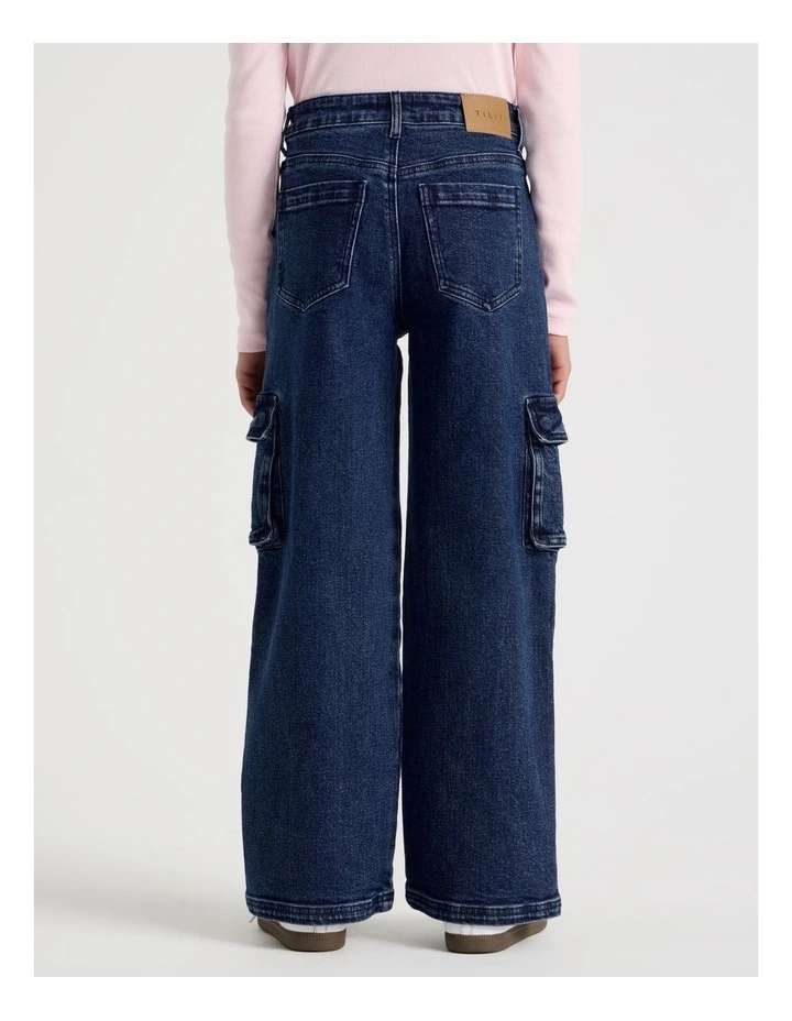 Mid Rise Baggy Cargo Jean in Dark Denim image 5