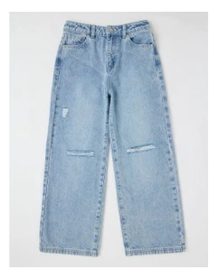 High Rise Wide Leg Jean in Mid Denim