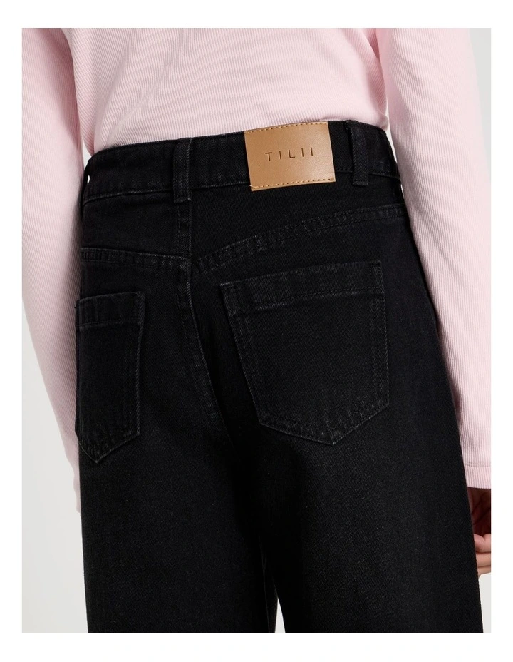 High Rise Wide Leg Ripped Jeans in Black image 6