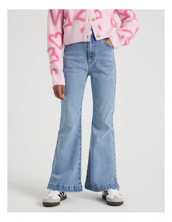 High Rise Flare Jeans in Mid Denim image 2